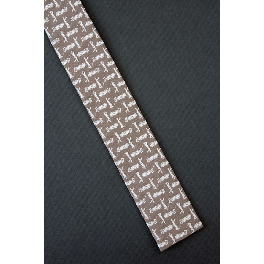 Golfer & Golf Bag - 50s Skinny Square End Tie