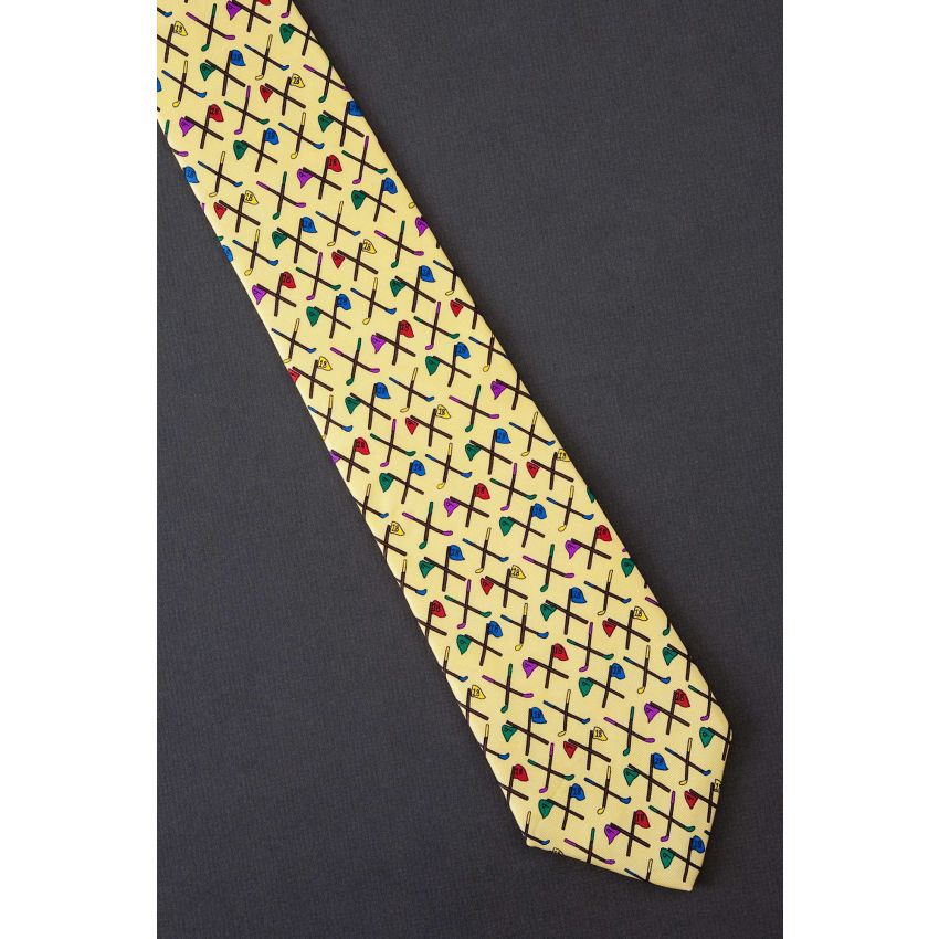 Clubs & Flags - Yellow Silk Alynn Neckwear