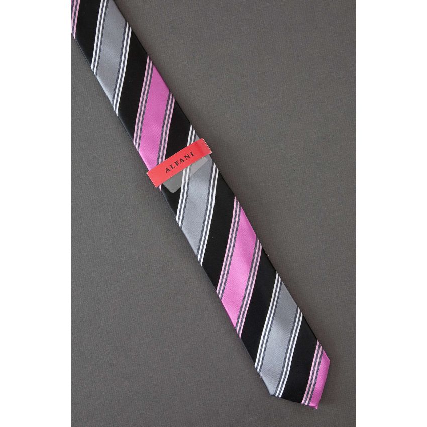 Pink, Black & Gray Stripe - New Skinny Tie