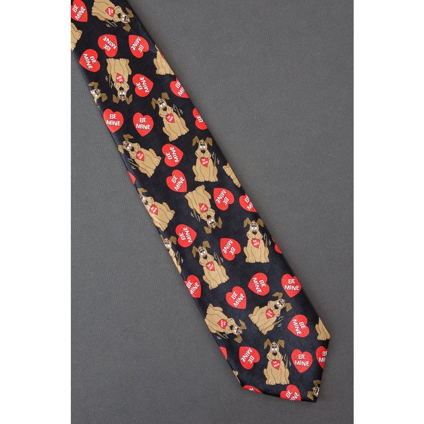 Pet Dog Holding Be Mine Heart - Necktie