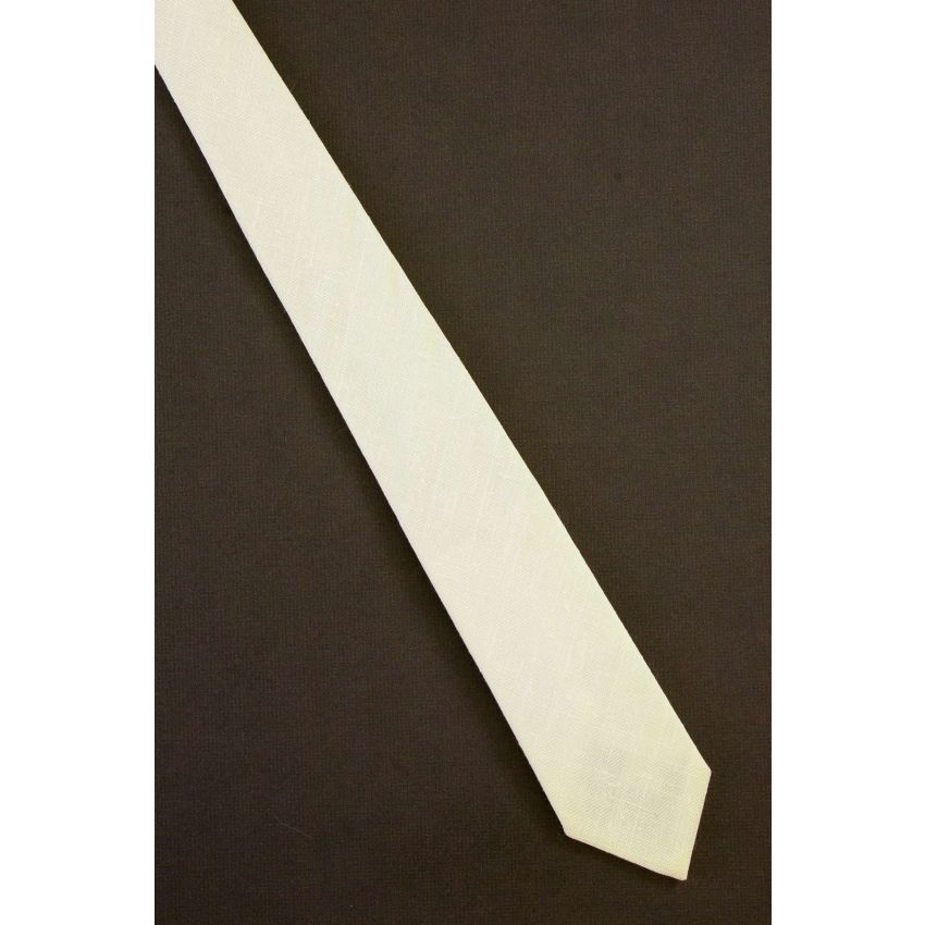 Solid Ivory Color - 80's Skinny Vintage Necktie