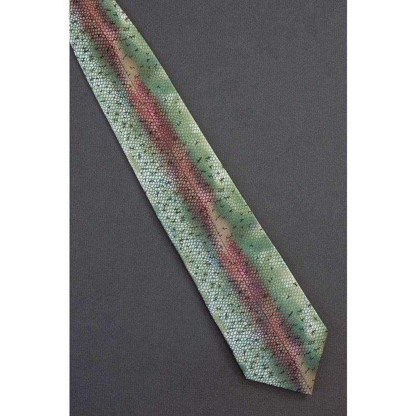 Lizard Skin Pattern - Green Silk Necktie