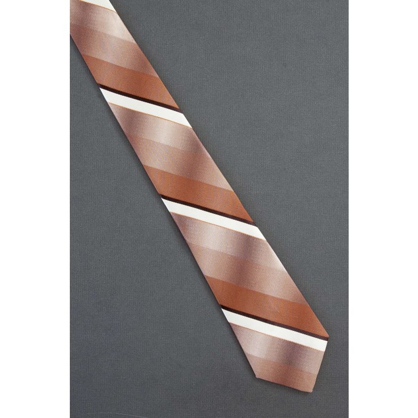 Brown Stripe - 1980's New Old Stock Necktie