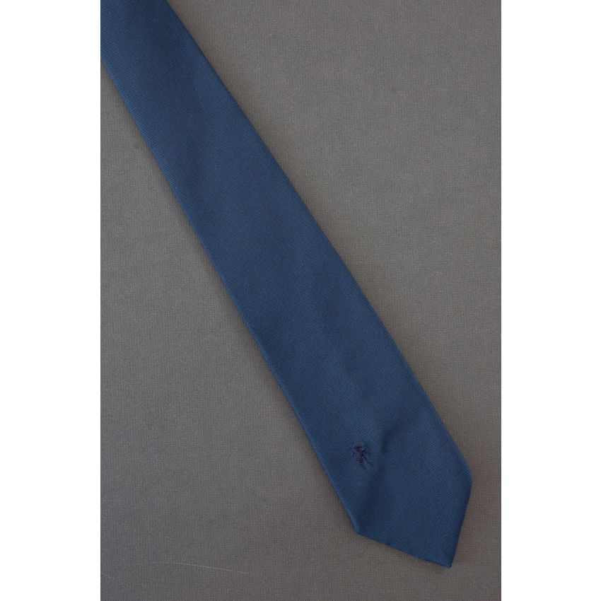Solid Blue - Bronzini Unicorn Logo Necktie