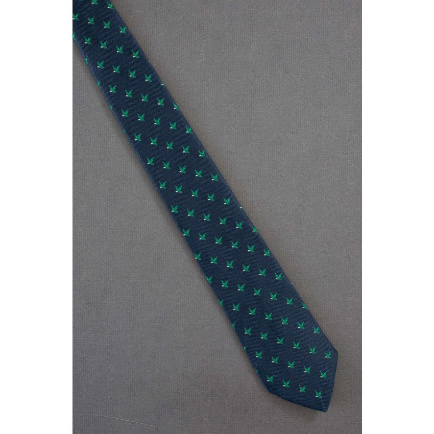 Green Flying Birds - 80s Vintage Navy Necktie