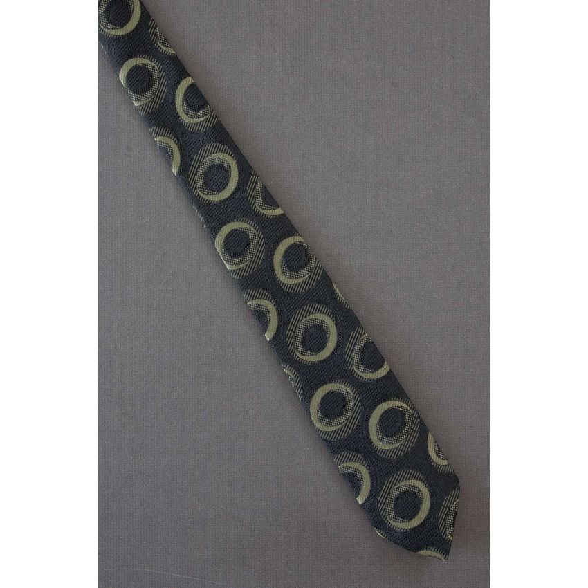 Wonky Polka Dot - 80's Skinny Black Necktie