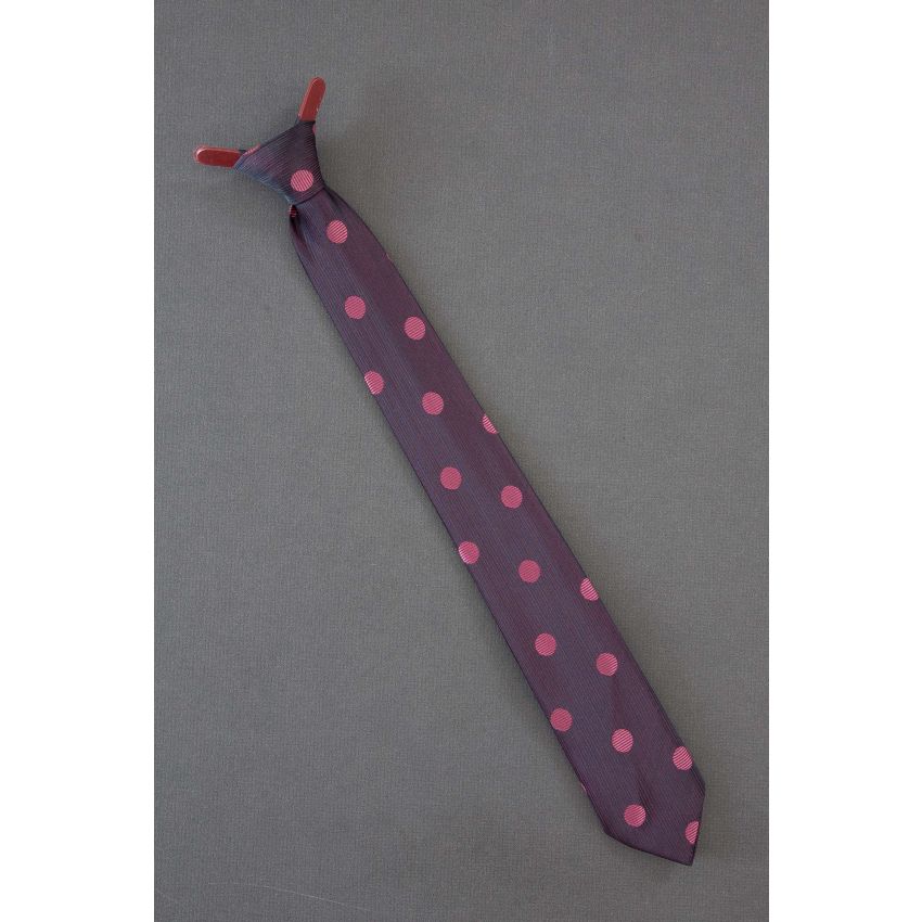 Pink Polka Dot - 1950's Skinny Clip On Necktie