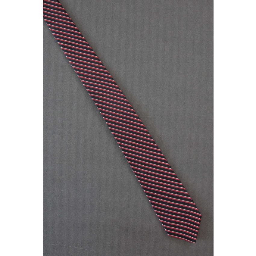 1980's Skinny Red & Black Striped Necktie