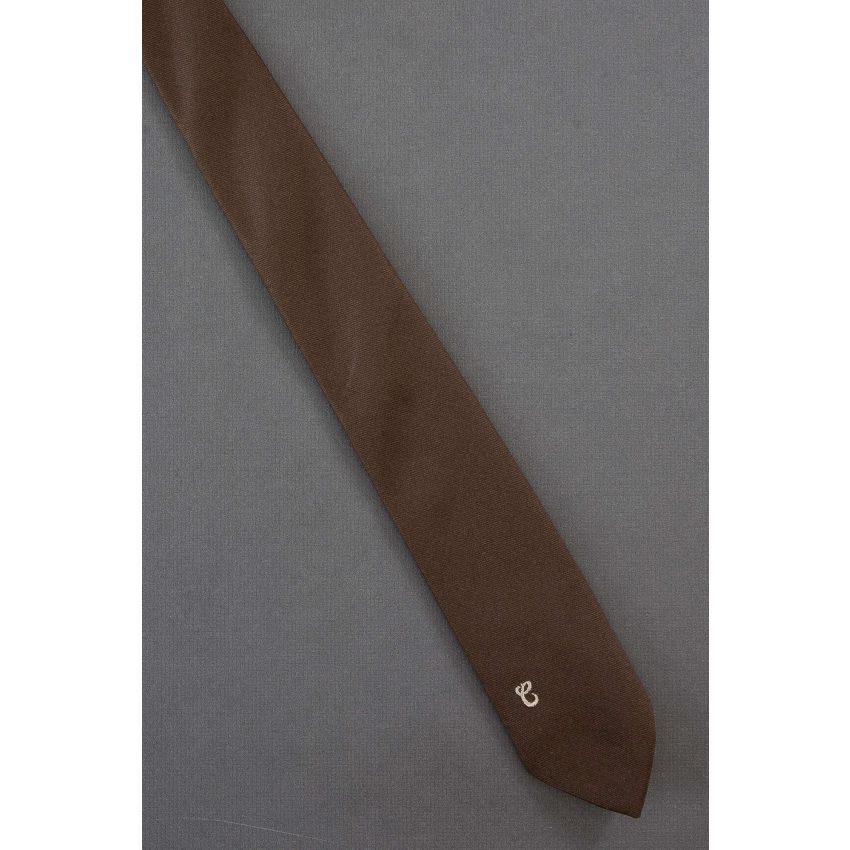 Initial - C - 80's Skinny Brown Monogram Tie