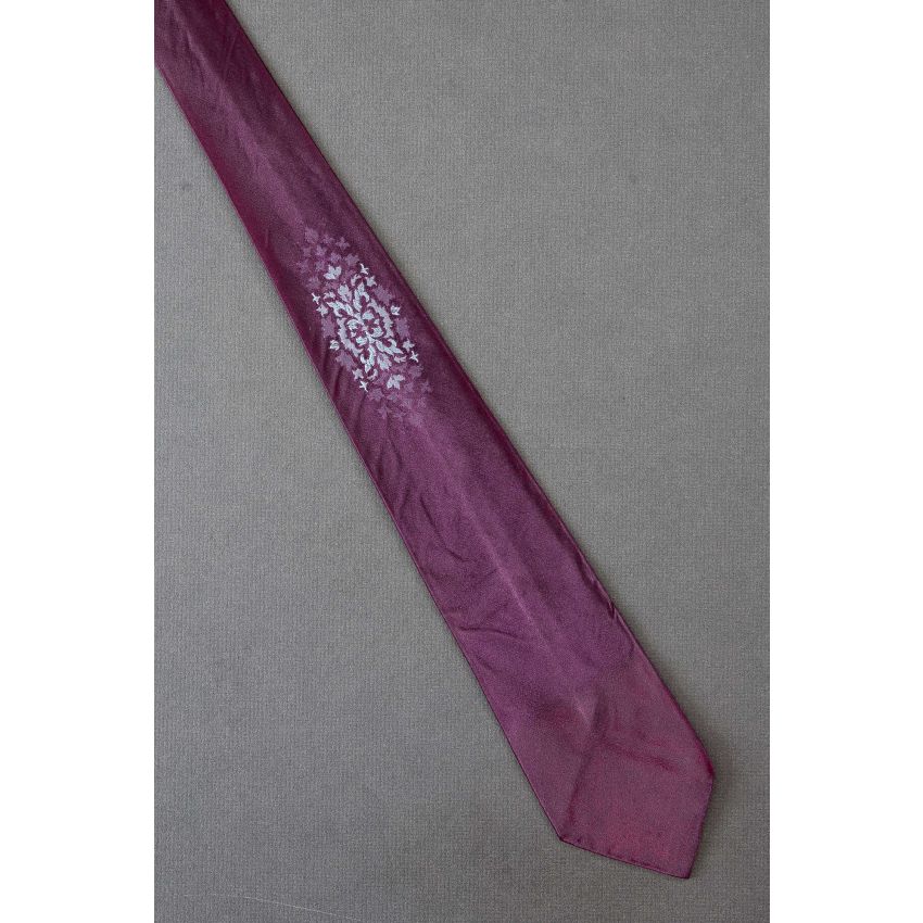 Ice Blue Floral Flourish - 1980's Purple Vintage Tie