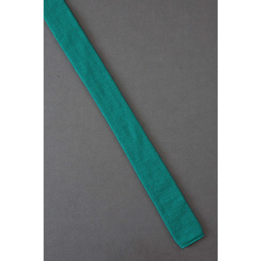 Festive Solid Green - Boys Skinny Knit Square End Tie