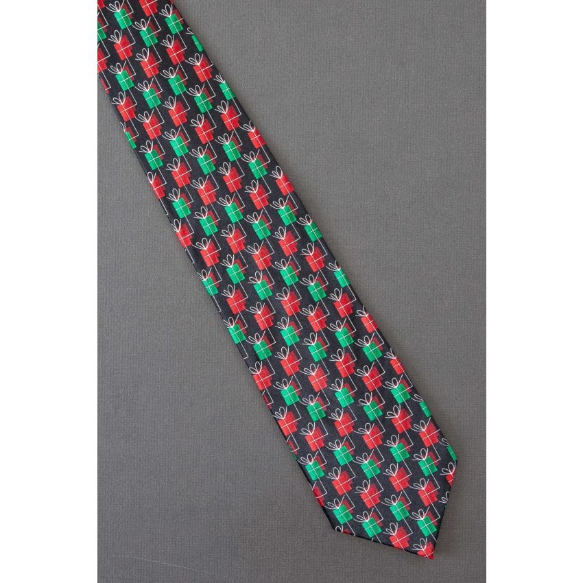 Green & Red Wrapped Gifts - Christmas Necktie