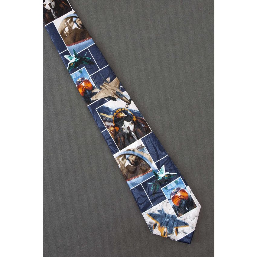 Jet Fighter Planes & Pilots Collage - Navy Necktie