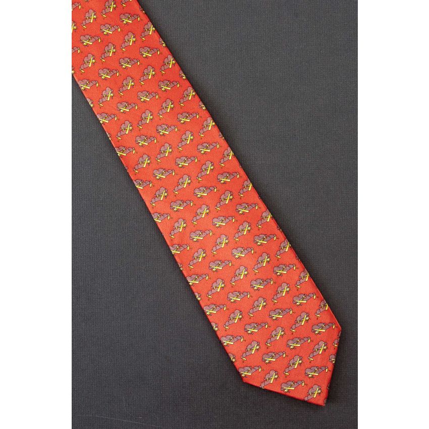 Yellow Airplanes Fly Around Clouds - Necktie