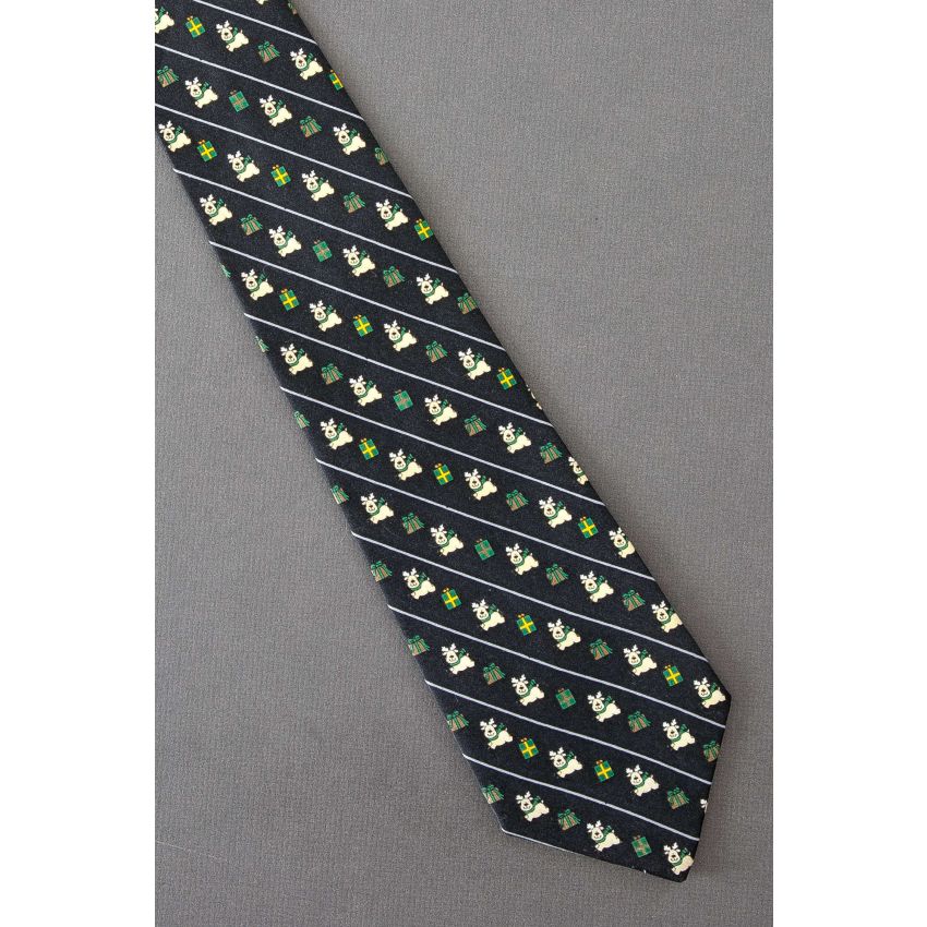 Reindeer & Presents - Christmas Striped Necktie