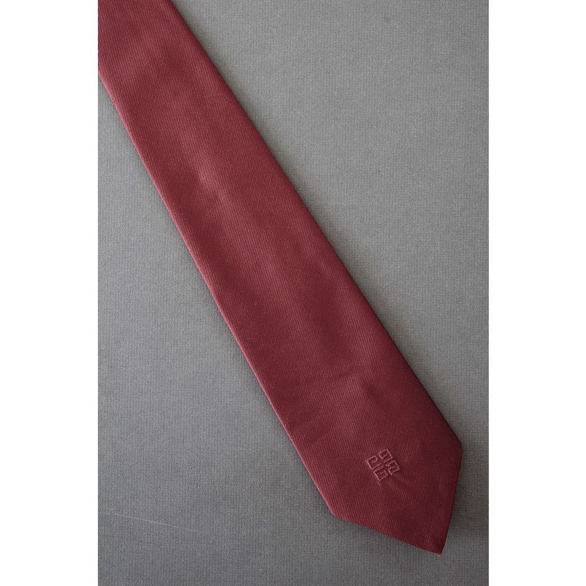 1970's Givenchy Logo - Solid Red Vintage Necktie