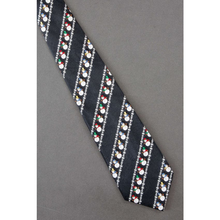 Snowmen In Snowflake Stripes - Christmas Tie