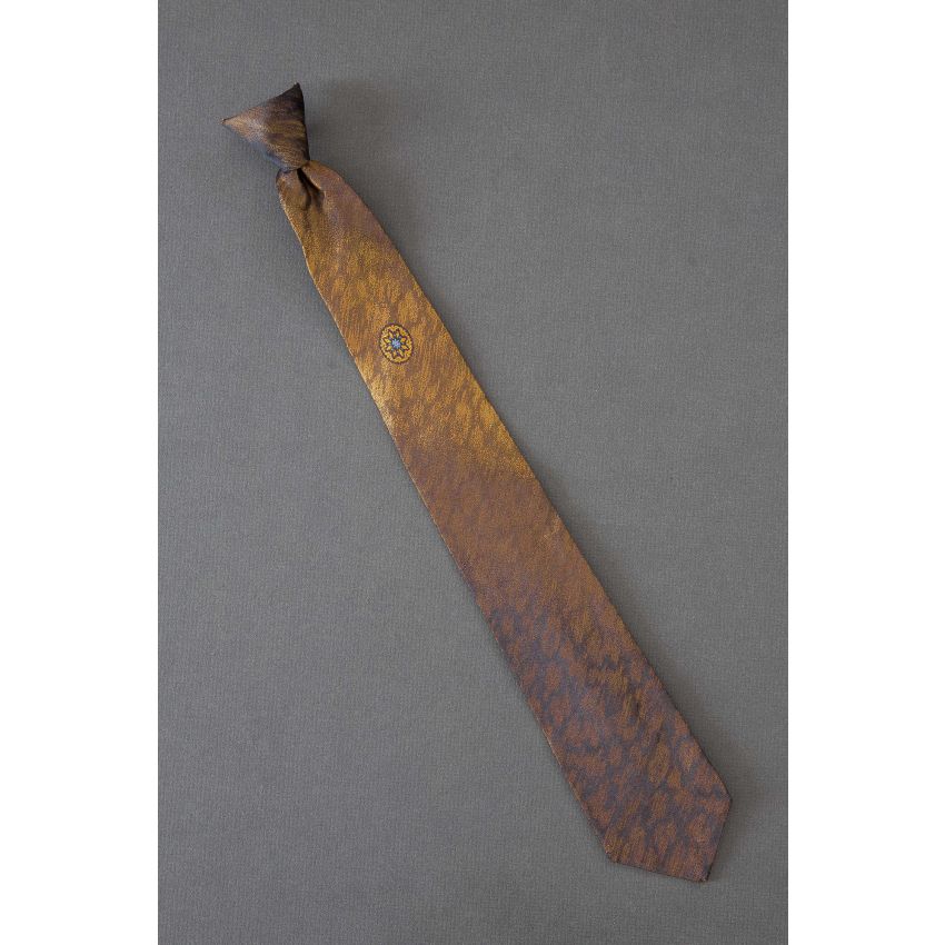 Orange With Flourish - 1950's Thin Clip-On Tie
