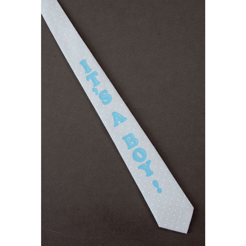 It's A Boy! 80's Skinny Blue Pin Dot Iron On Tie