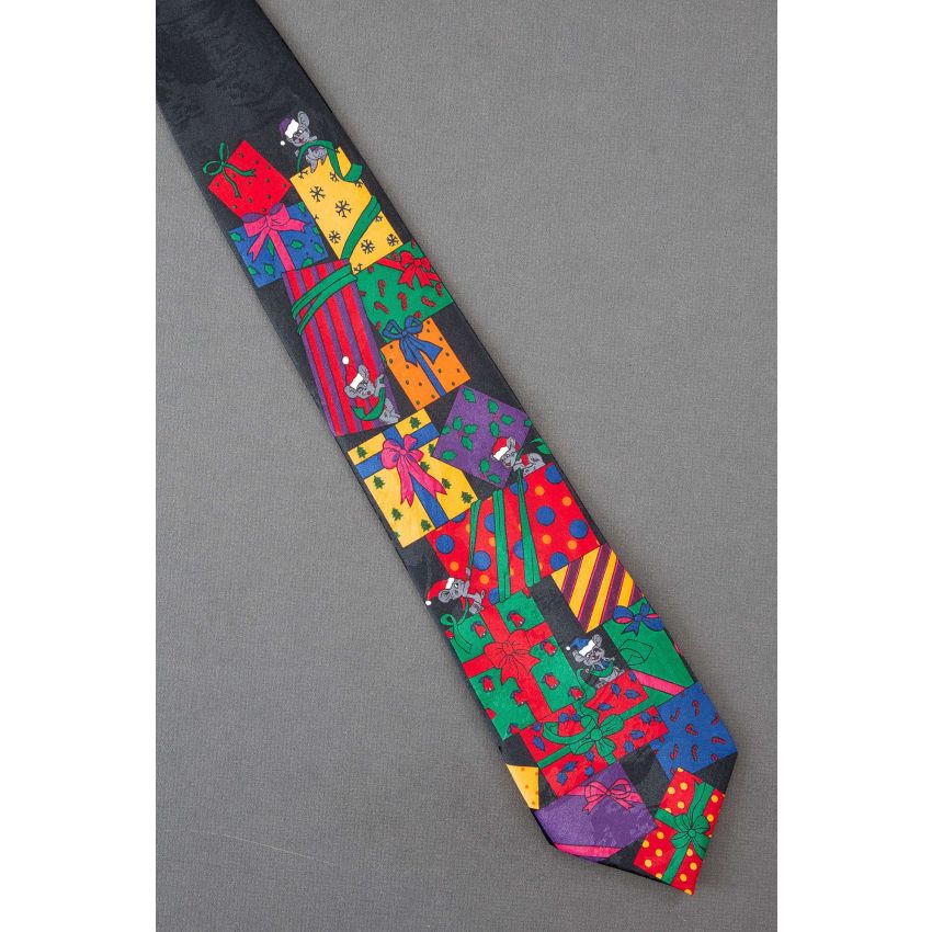 Mice on Mountain of Presents - Christmas Tie