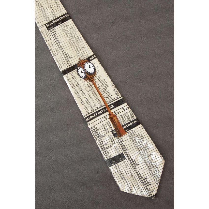 Clock & Stockbroker Charts - Stock Market Tie