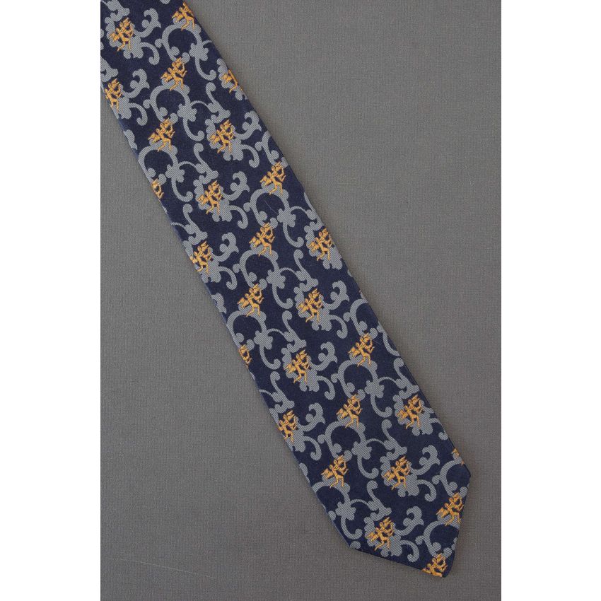 Two Angels Embrace - Navy Blue Silk Necktie