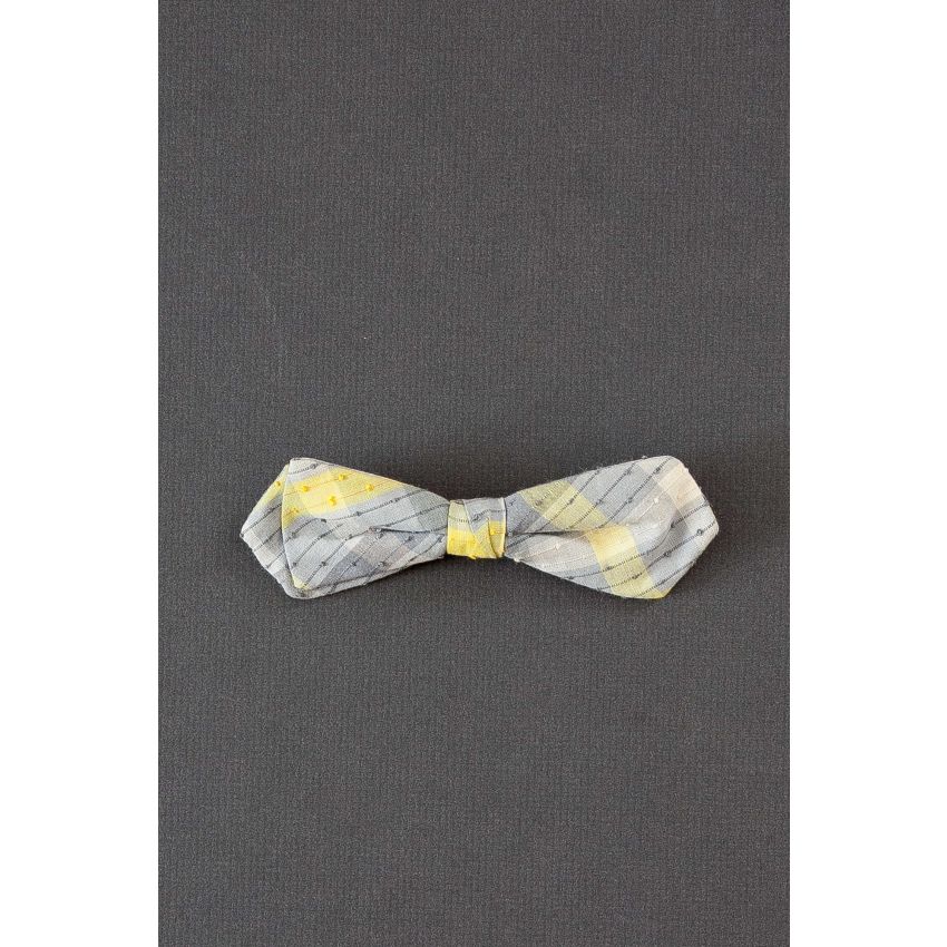 Yellow & Gray Pre-Tied Diamond Point Bow Tie
