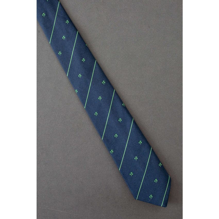 Three Leaf Clovers Amid Stripes - 80's Skinny Tie