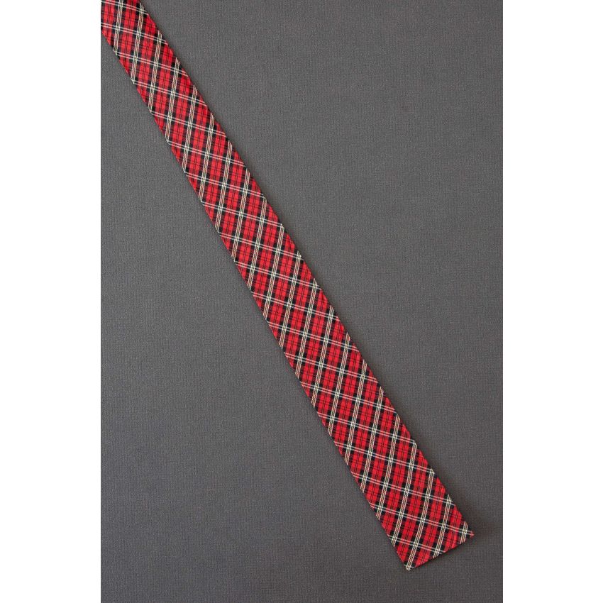 Red Plaid - Boys 1950's Skinny Square End Tie