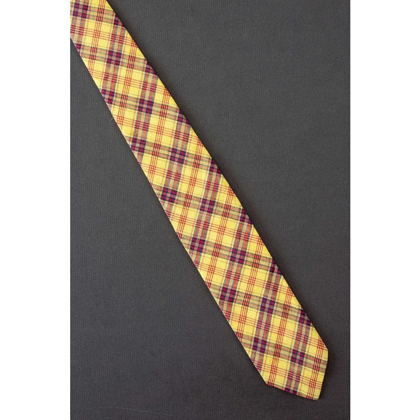 1980's Skinny Yellow Plaid - Vintage Necktie