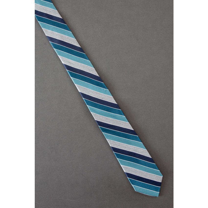 Four Color Stripe - Men's Modern Skinny Necktie