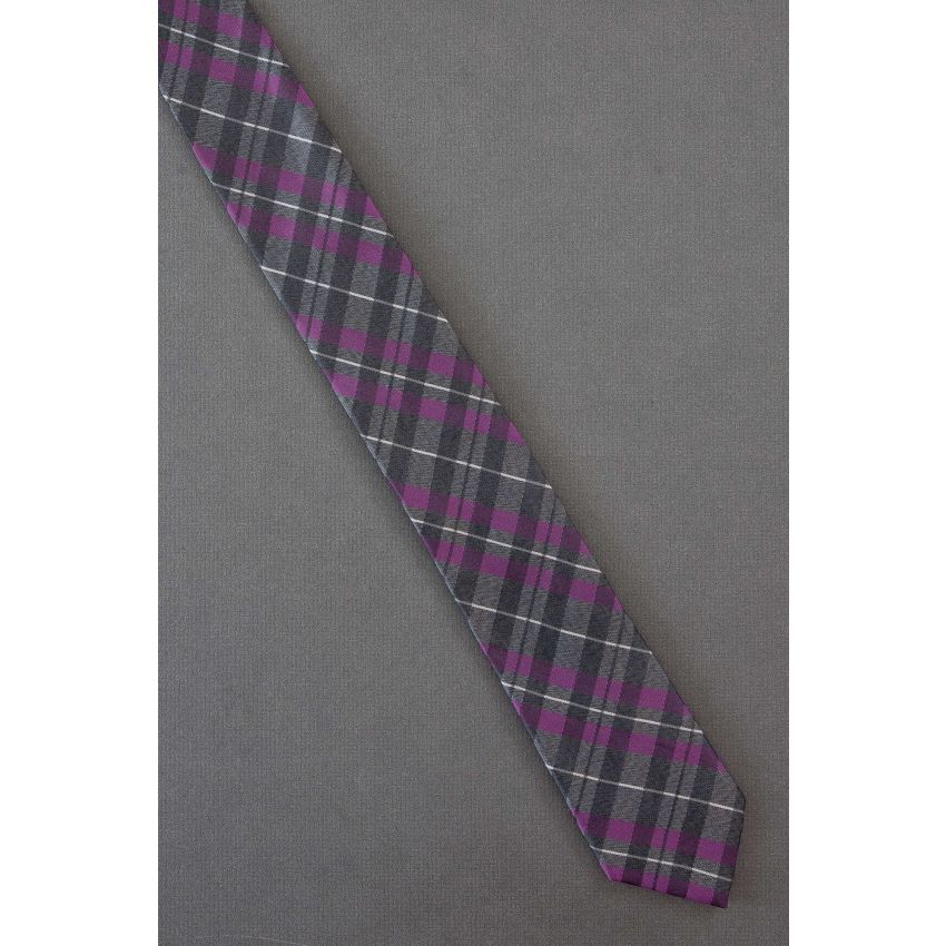 Purple & Gray Plaid - Skinny Calvin Klein Tie
