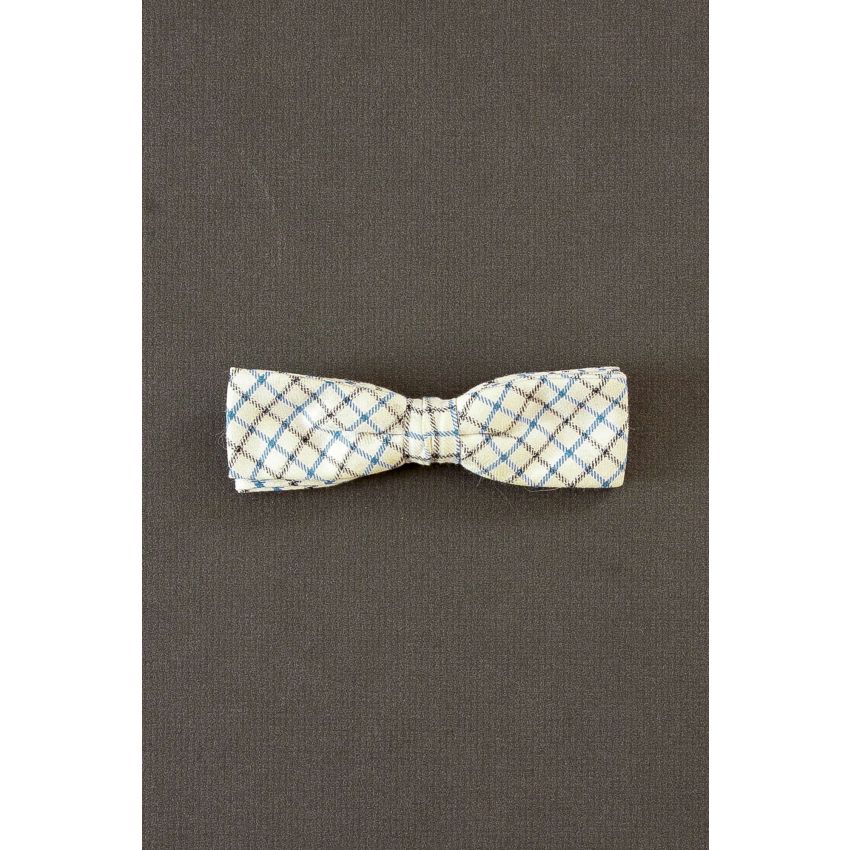 Blue, Black & Ivory Checker Clip-On Bow Tie
