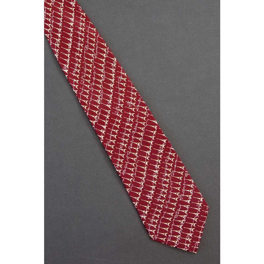 Diagonal Eiffel Tower of Paris - Red Silk Necktie