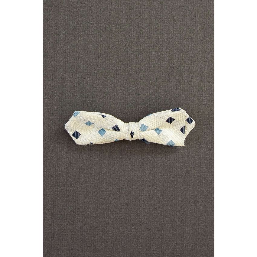 Squares on Ivory - Men's Diamond Point Bow Tie