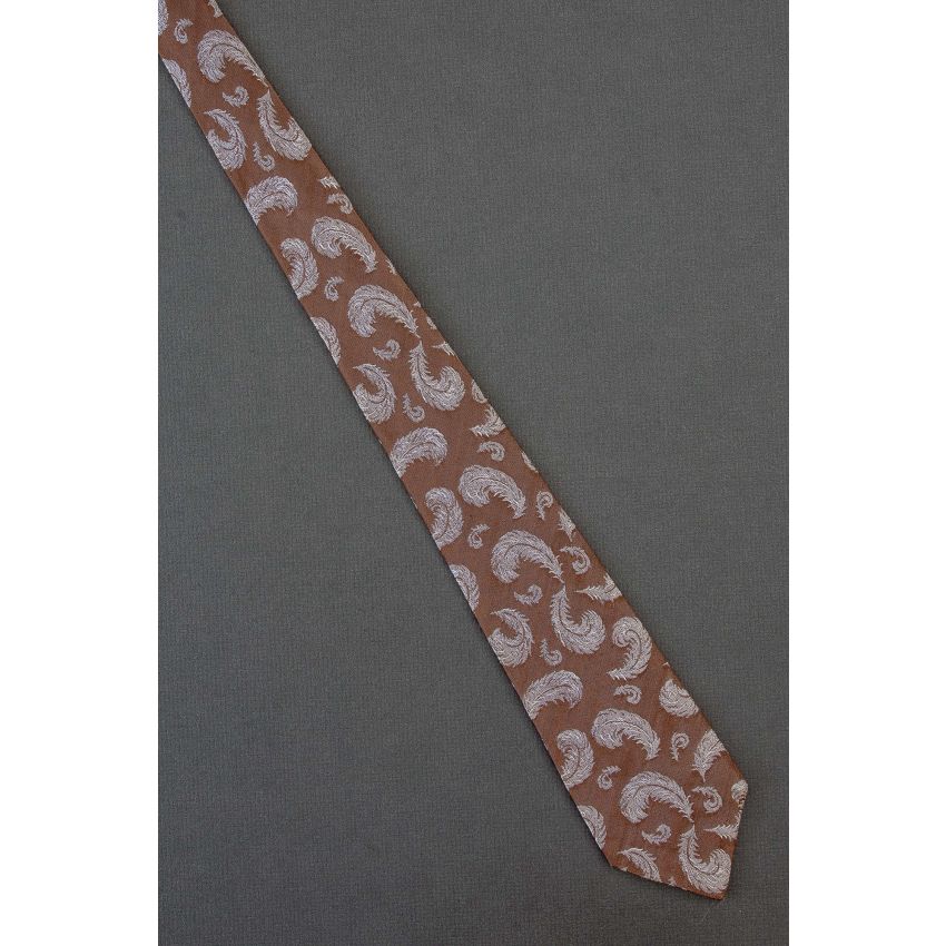 Bird Feathers - 1950's Skinny Brown Necktie