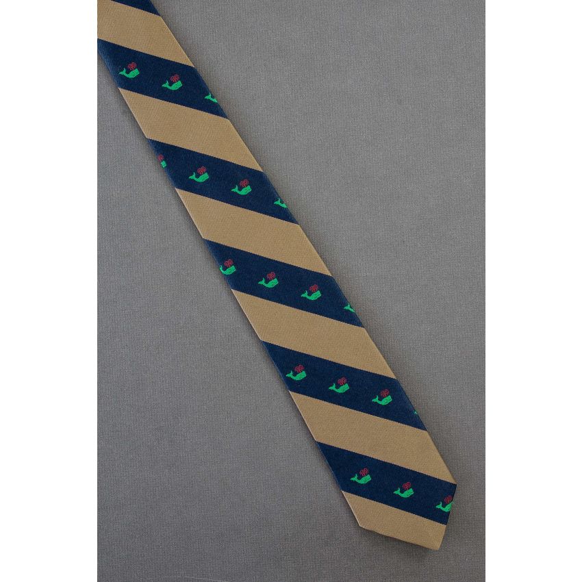 Spouting Whale - 1980's Vintage Striped Necktie