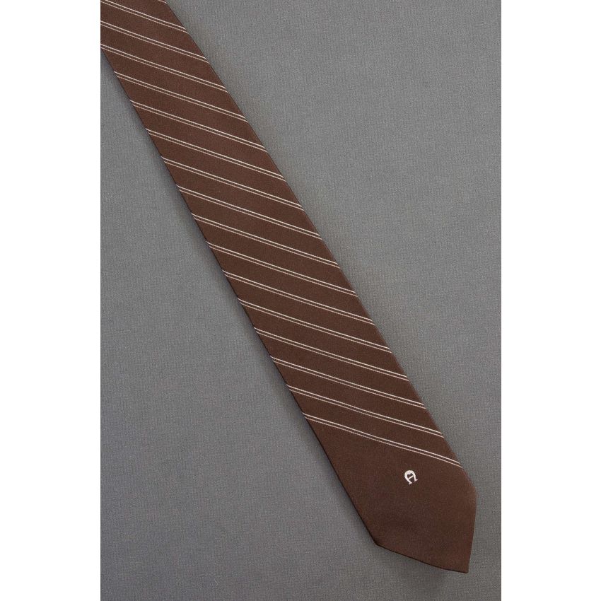 Etienne Aigner Logo - Skinny Brown Stripe Tie