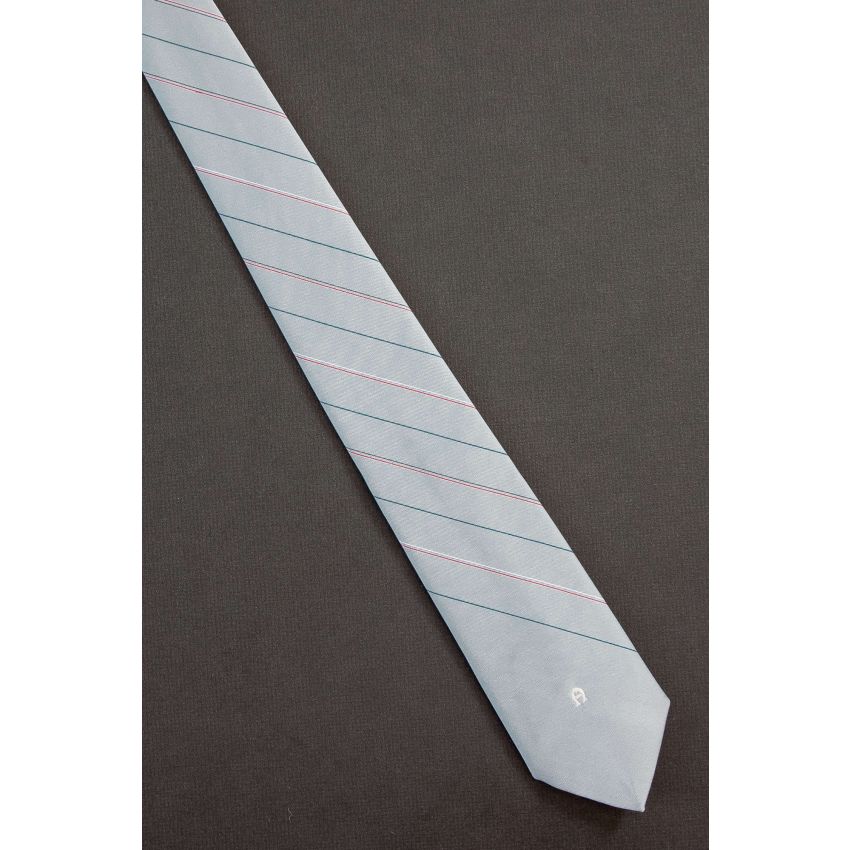 Etienne Aigner Logo - Skinny Gray Striped Tie
