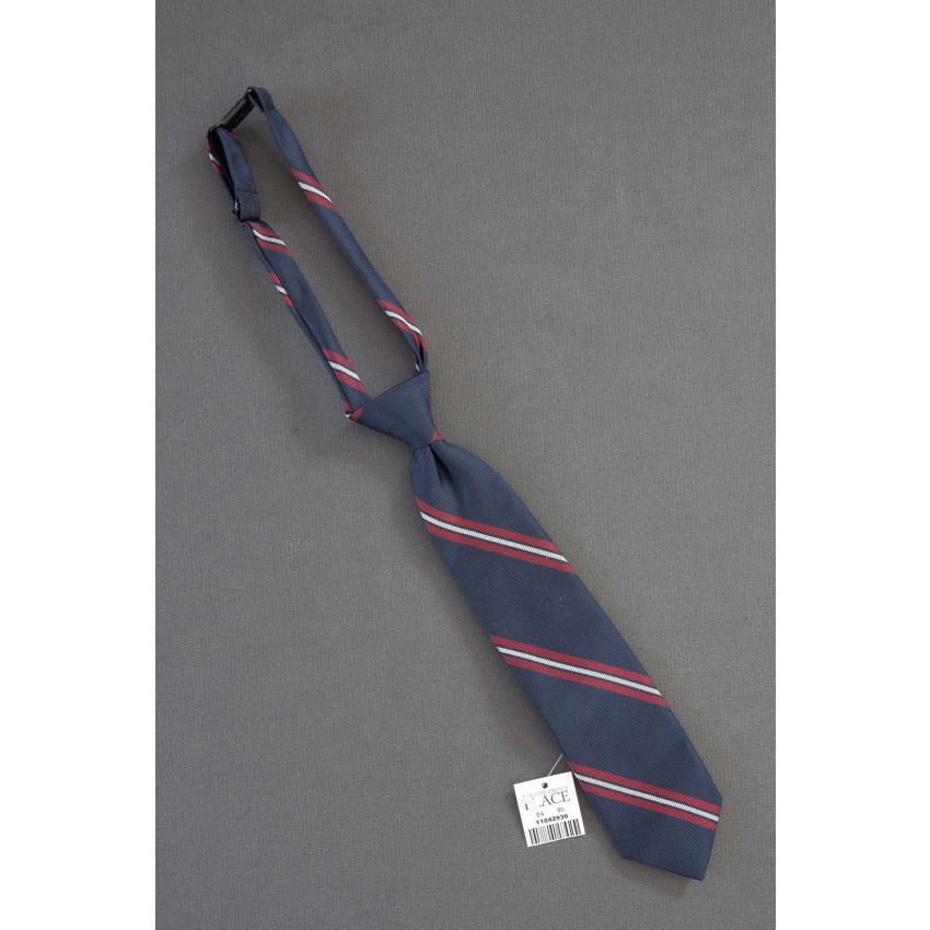 Boys Blue Striped Pre-Tied Adjustable Necktie