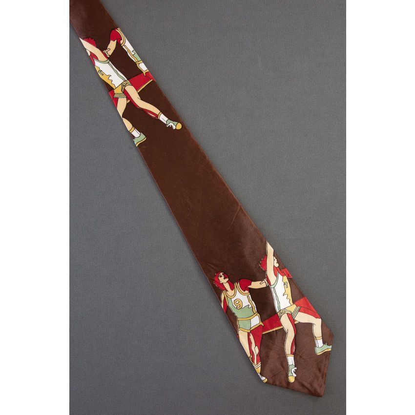 Two Basketball Players - 1970's Vintage Necktie