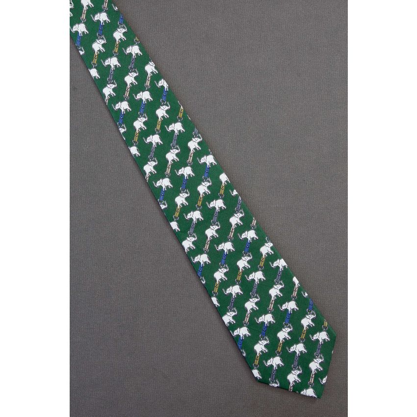 Elephants Amid Straps & Buckles - Silk Necktie