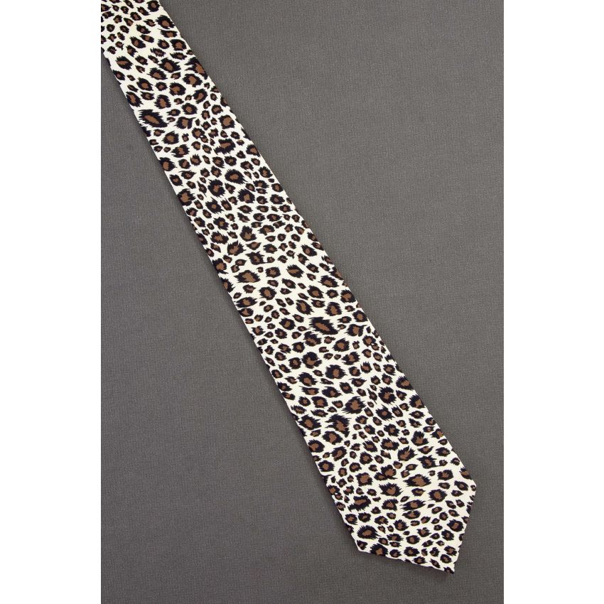 Leopard Cat Print - Modern Ivory Necktie