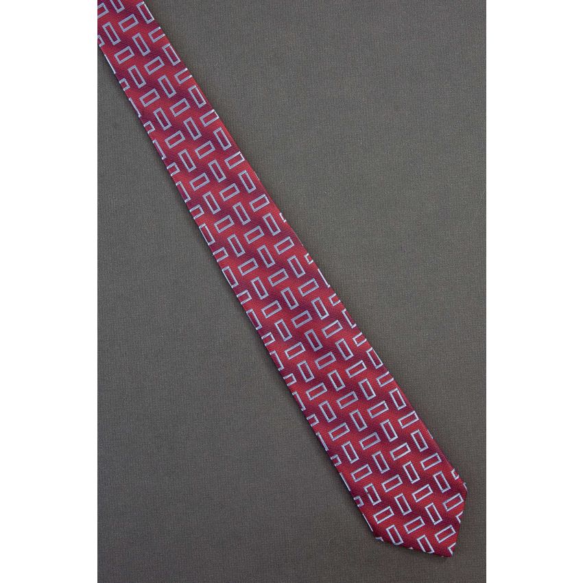 Rectangles Amid Stripes - Modern Skinny Necktie