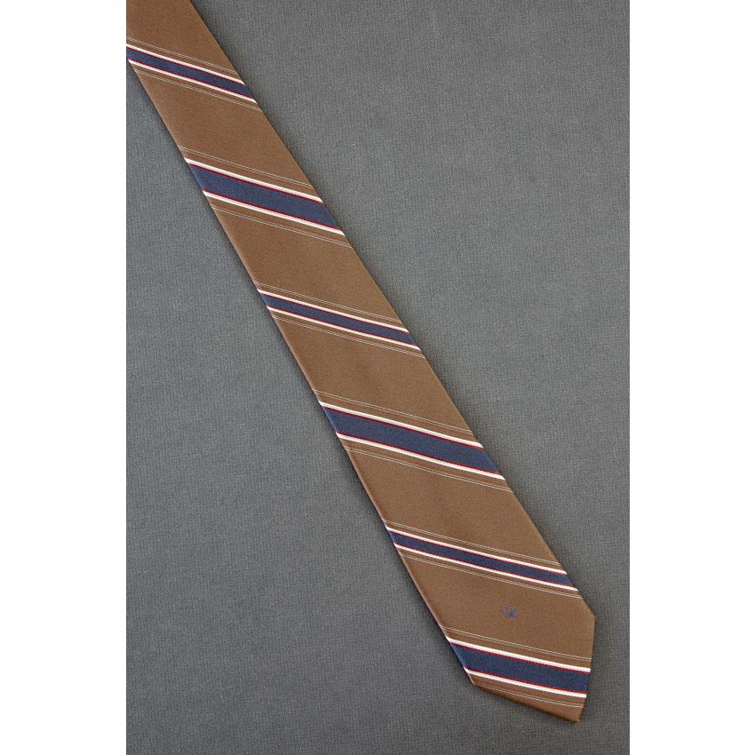 Christian Dior Logo - 80s Brown Striped Necktie