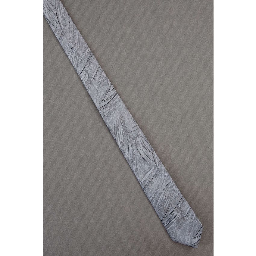 Leaf Shapes - 1980's Skinny Gray Necktie