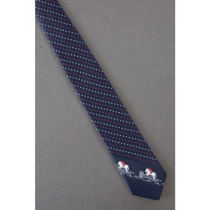 Two Jockeys on Horse - 80's Vintage Racing Tie