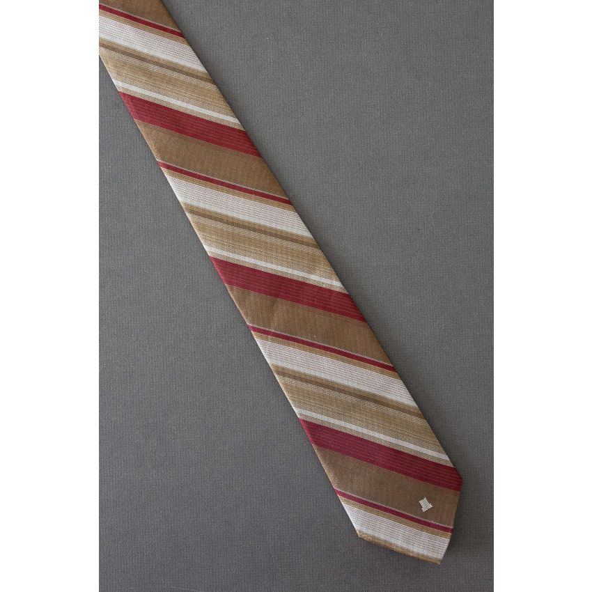 Lanvin Logo - 80s Red & Brown Striped Necktie