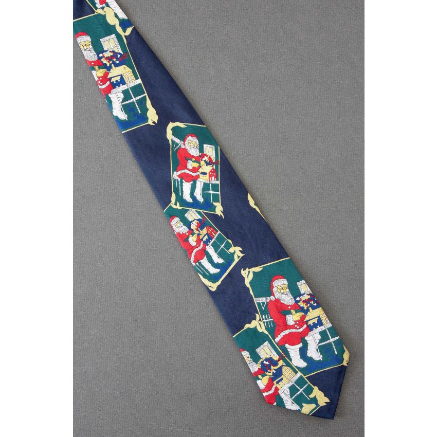 Scene of Santa Painting A Miniature House - Necktie