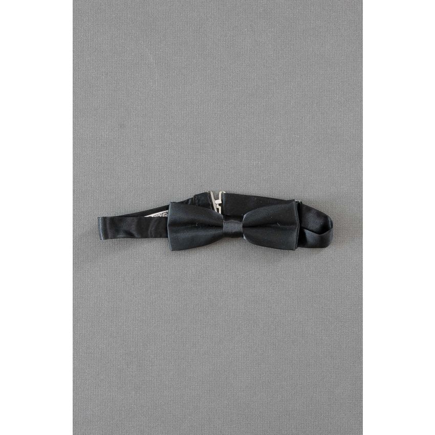 Boys Solid Black Pre-Tied Adjustable Bow Tie